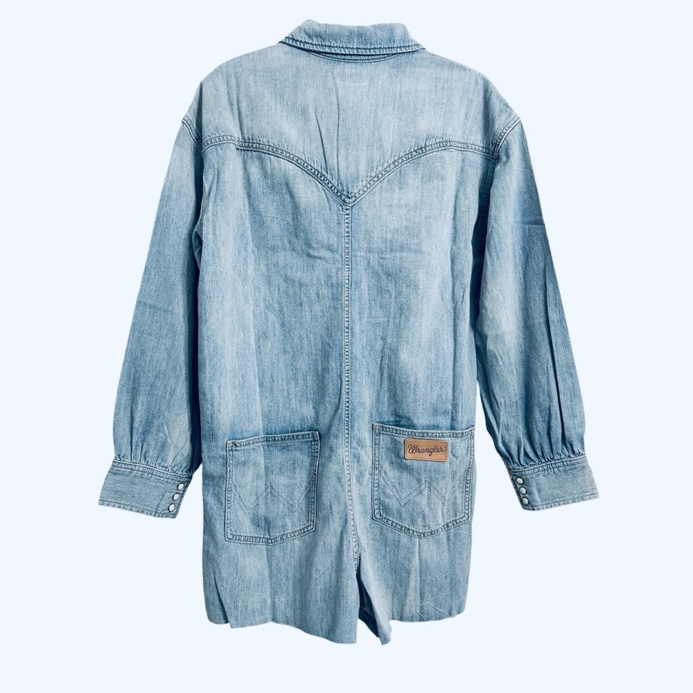 Wrangler Heritage Long Sleeve Snap denim romper shorts NEW Size Small - Picture 6 of 12
